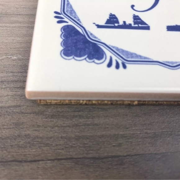 Holland America Line Boat SAILING 150 YEARS Blue White Ceramic Tile Coaster - Picture 6 of 7